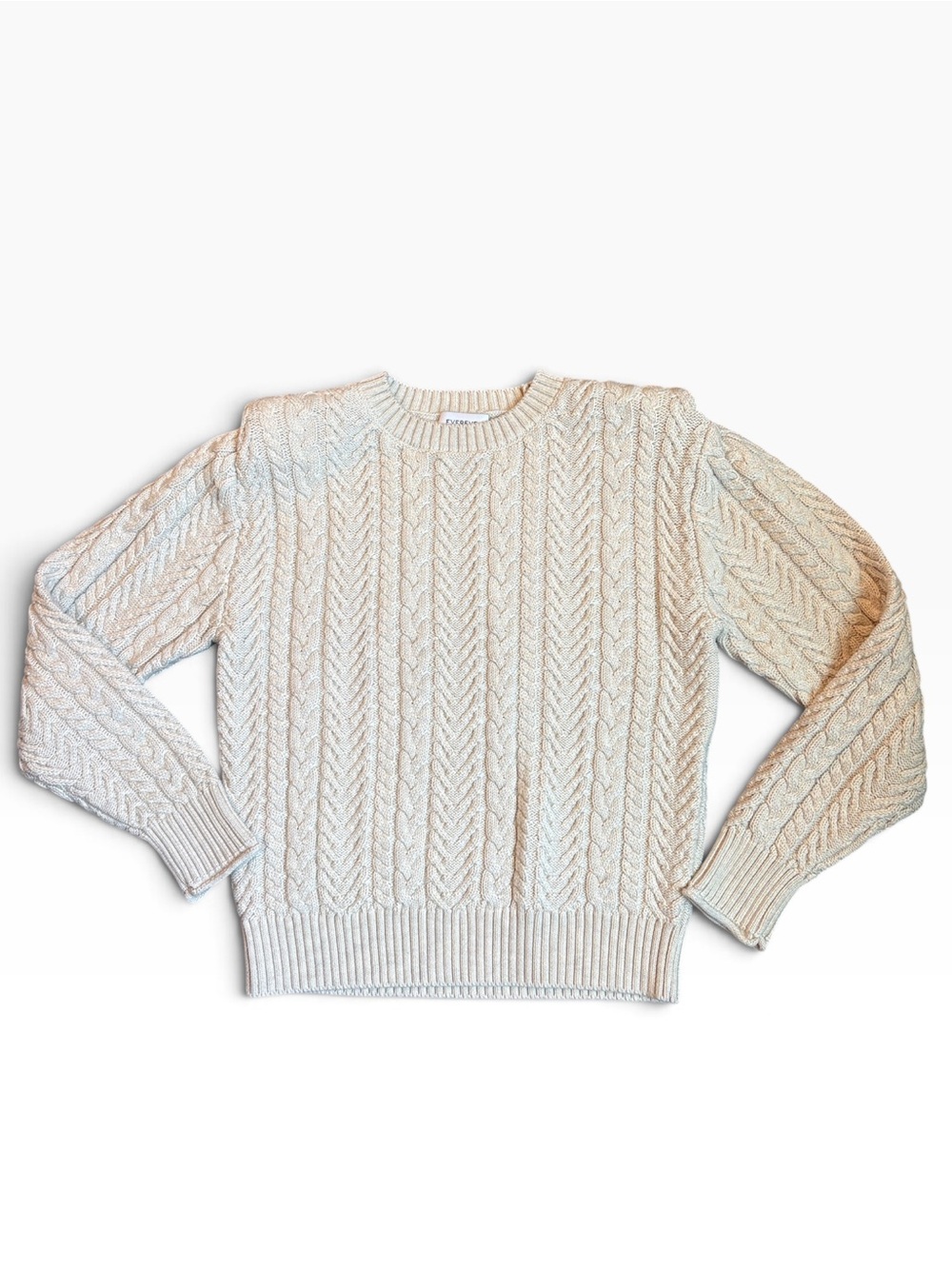 Evereve Alexis Strong Shoulder Cable Pullover
Sweater Women’s L Cream